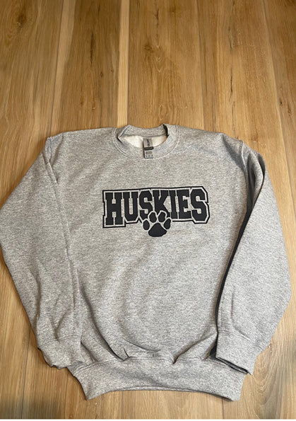 Youth Huskies Grey Crewneck Sweater